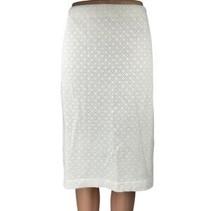 Ann Taylor White Eyelet Knee Length Zipper Slit Straight Pencil Skirt Size 12